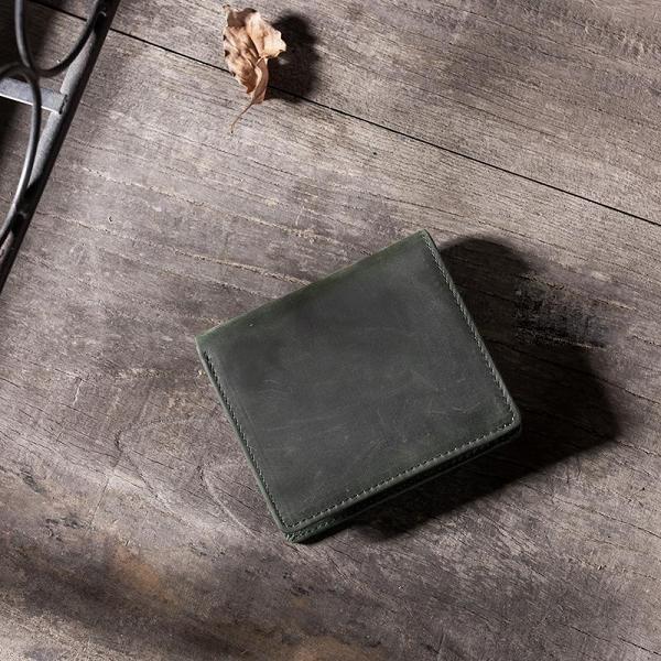 Handmade Leather Mens Cool Slim Leather Wallet Men Small Wallets Bifold for Men