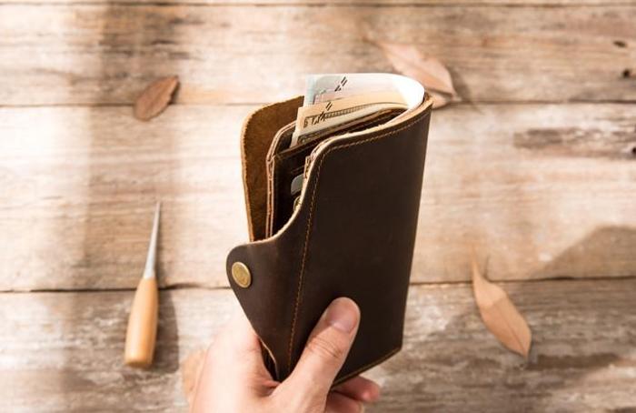 Vintage Slim long Wallets Leather Mens Coffee Wallet Long Wallet for Men