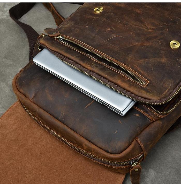 Cool Leather Mens 14 Dark Brown Hiking Backpack Travel Backpack College Backpack for Men