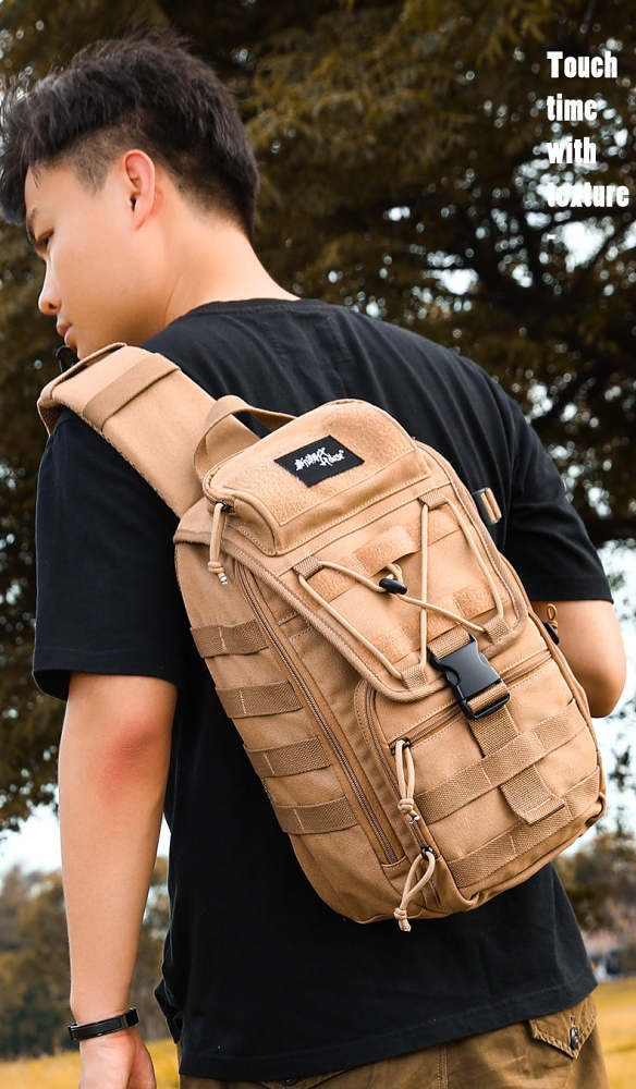 Khaki Tactical Canvas Large Sling Bag For Men Military Khaki Sling Bag For Big Men