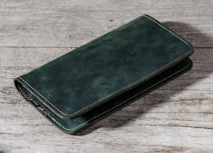 Leather Long Wallets for men Bifold Vintage Men Long Wallet