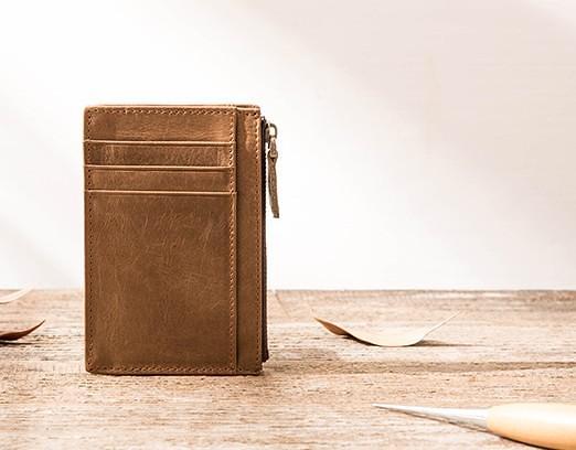 Cool Leather Mens Slim Front Pocket Wallet Small Wallets for Men