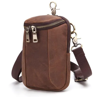 Cool Retro Mens Leather One Shoulder Backpack Chest Bag Sling Bags For Men
