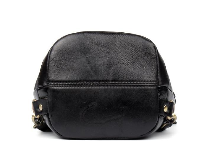 Black Leather Mens Cool Bucket Small Sling Bags Backpack Crossbody Pack Chest Bag for Men