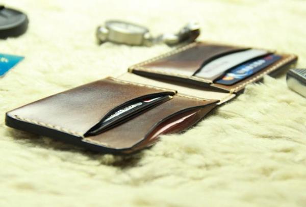 Coffee Vintage Leather Mens Slim Small Wallet Leather Bifold Wallets for Men