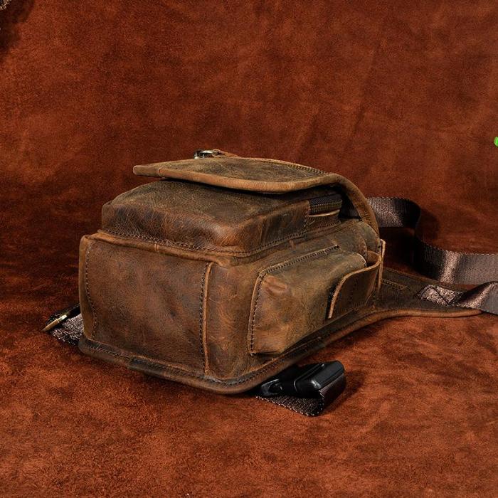Leather Drop Leg Bag Belt Pouch Mens Waist Bag Shoulder Bag for Men