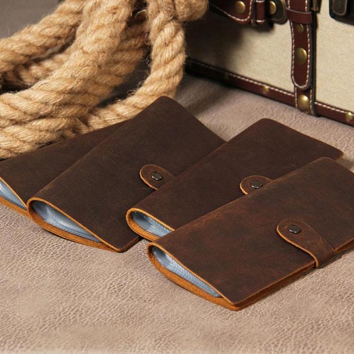 Handmade Leather Mens Card Wallet Vintage Coffee Multi Cards Wallet for Men