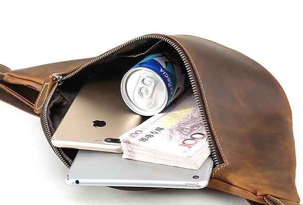 Cool Mens Leather Belt Bag Fanny Pack Waist Bags For Men