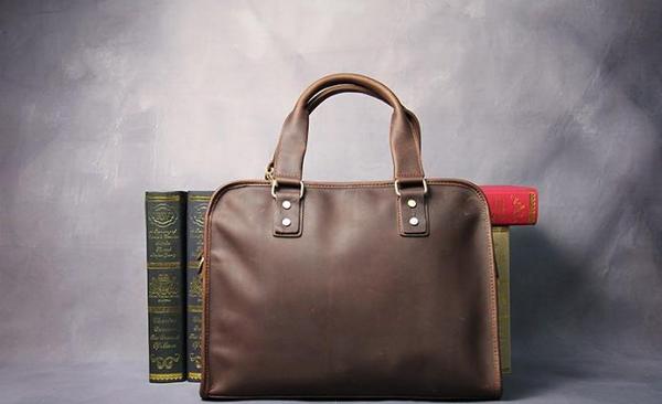 Cool Brown Coffee Leather Mens Briefcase 12inch Work Handbag Business Bag for Men