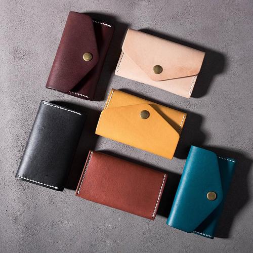 Handmade Leather Mens Cool Short Wallet Card Holder Small Card Slim Wallets for Men