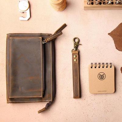 Vintage Leather Mens Zipper Wristlet Wallet Clutch Wallets for Men