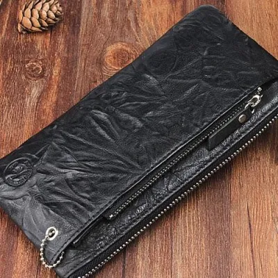 Handmade Leather Mens Cool Long Leather Wallet Detachable Clutch Wallet for Men