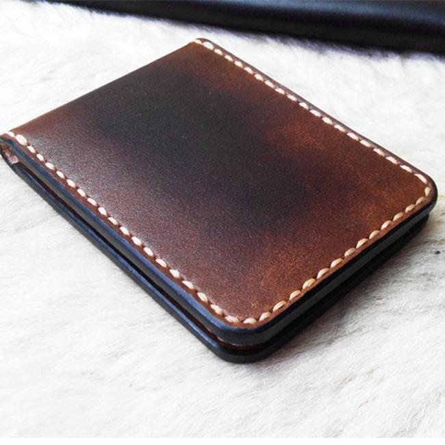 Vintage Leather Mens Slim Coffee Small Wallet Leather Bifold Wallets for Men