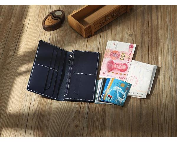 Handmade Coffee Mens Bifold Long Wallets Personalized Coffee  Leather Checkbook Wallets for Men