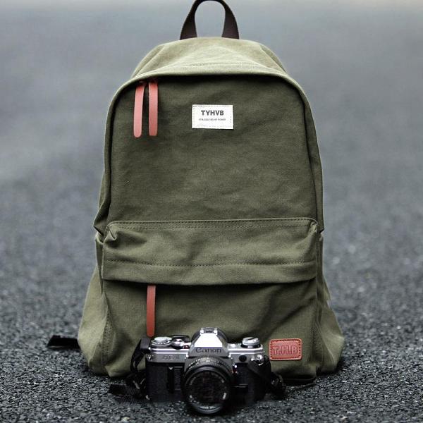 Cool Canvas Mens 15'' Green Computer Backpack Khaki Travel Backpack School Backpack for Men