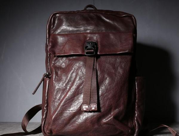 Genuine Leather Mens Cool Backpack Sling Bag Large Black Travel Bag Hiking Bag for men