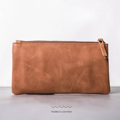Leather Men Zipper Slim Wallet Phone Clutch Long Wallets for Men