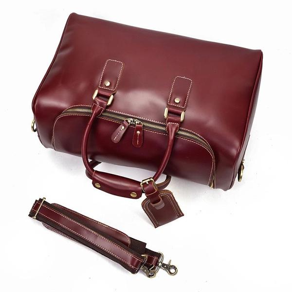 Cool Leather Mens Duffle Bag Travel Bag Weekender Bag Overnight Bag for Men
