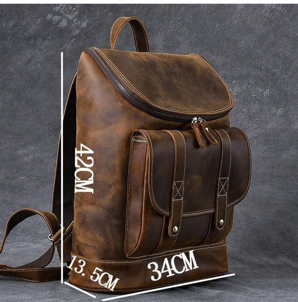 Cool Leather Mens 15 Retro Brown Hiking Backpack Travel Backpack Computer Backpack for Men