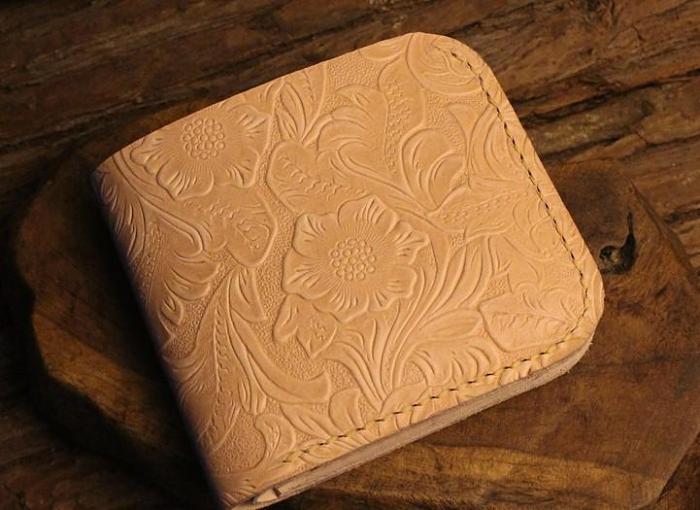 Handmade Leather Floral Mens Cool Slim Leather Wallet Men billfold Wallets Bifold for Men
