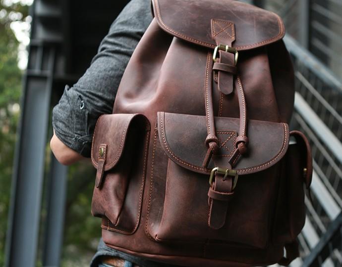 Cool Mens Leather Backpacks Travel Backpacks Laptop Backpacks for Men