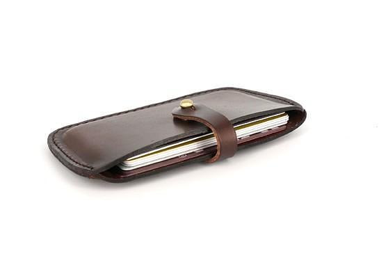 Handmade Leather Mens Card Wallet Front Pocket Wallets Small Wallets for Men