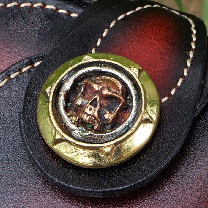 Handmade Mens Cool Leather Chain Wallet Biker Trucker Wallet with Chain