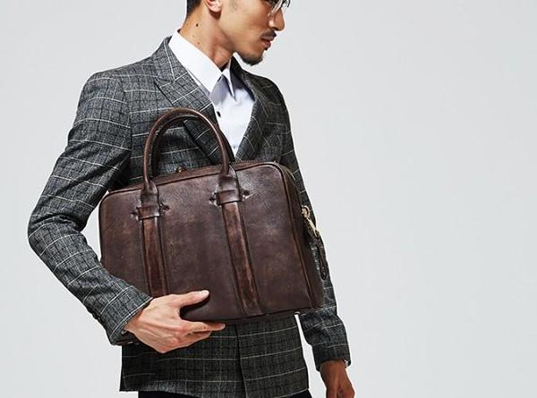Handmade Leather Mens Briefcase Work Bag Laptop Bag Business Bag for Men