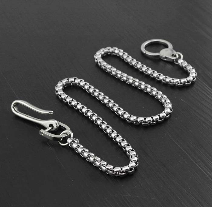 Cool Stainless Steel Mens Wallet Chain Silver Pants Chain Long Biker Wallet Chain For Men