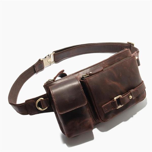 Top Leather Fanny Pack Men's Leather Chest Bag Belt Bag Leather Waist Bag For Men