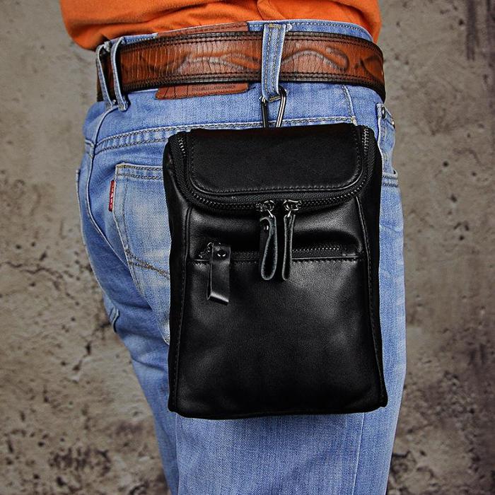 Leather Belt Pouch Mens Small Cases Waist Bag Hip Pack Belt Bag Fanny Pack Bumbag for Men