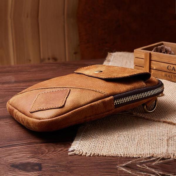 Leather Belt Pouch Mens Waist Bag Shoulder Bag for Men