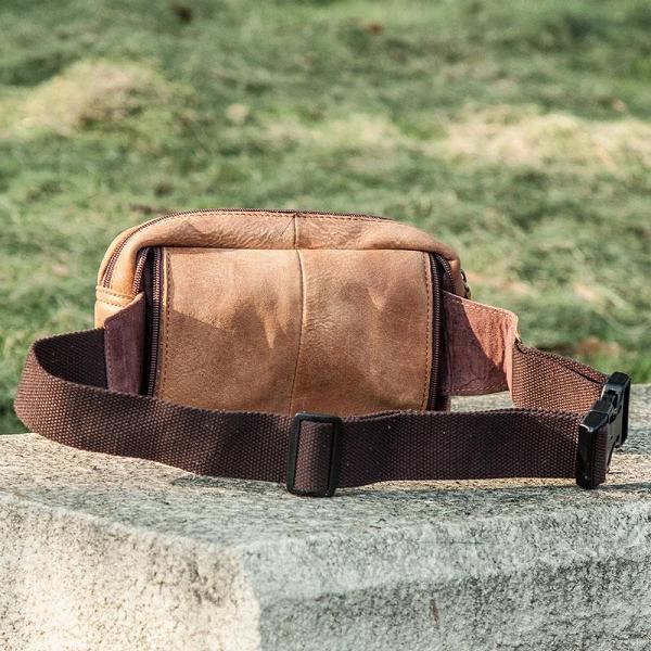 Leather Men Fanny Pack Waist Bag Hip Pack Belt Bag Bumbag for Men