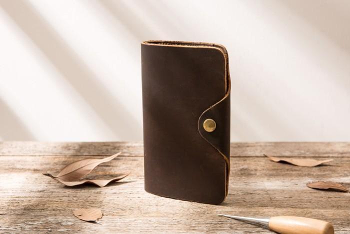 Vintage Slim long Wallets Leather Mens Coffee Wallet Long Wallet for Men