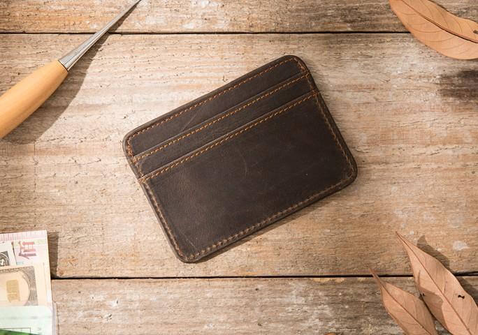 Mens Leather Slim Cards Holder Front Pocket Wallets Card Wallet for Men