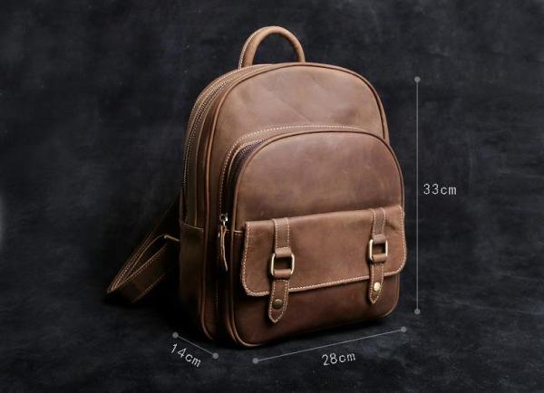 Genuine Leather Mens Cool Backpack Sling Bag Large Black Travel Bag Hiking Bag for men