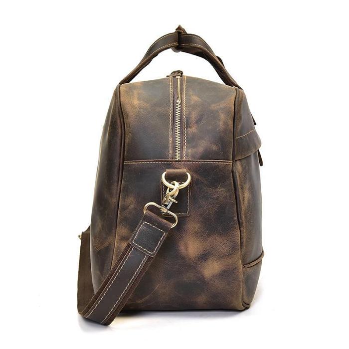 Cool Leather Vintage Mens Weekender Bag Travel Bag Duffle Bag for Men