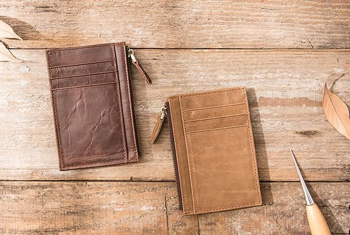 Cool Leather Mens Slim Front Pocket Wallet Small Wallets for Men