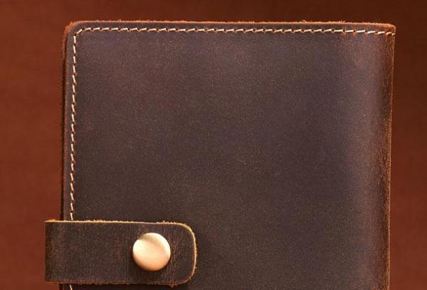 Handmade Mens Leather Small Slim Passport Wallet Vintage Bifold Long Wallet For Men