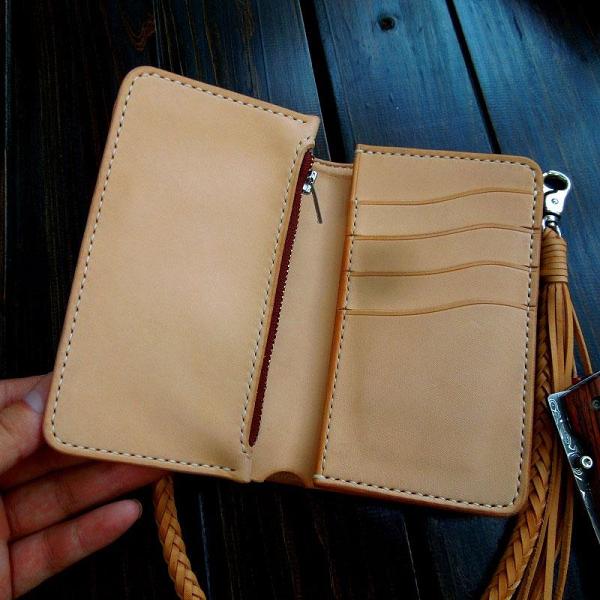 Handmade Leather Biker Wallet Mens Cool Short Chain Wallet Trucker Wallet with Chain