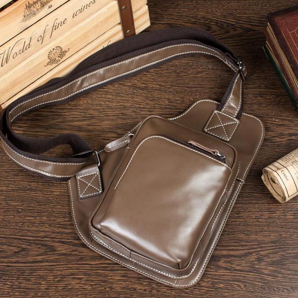 Leather Mens Cool Sling Bag Crossbody Bag Chest Bag for men