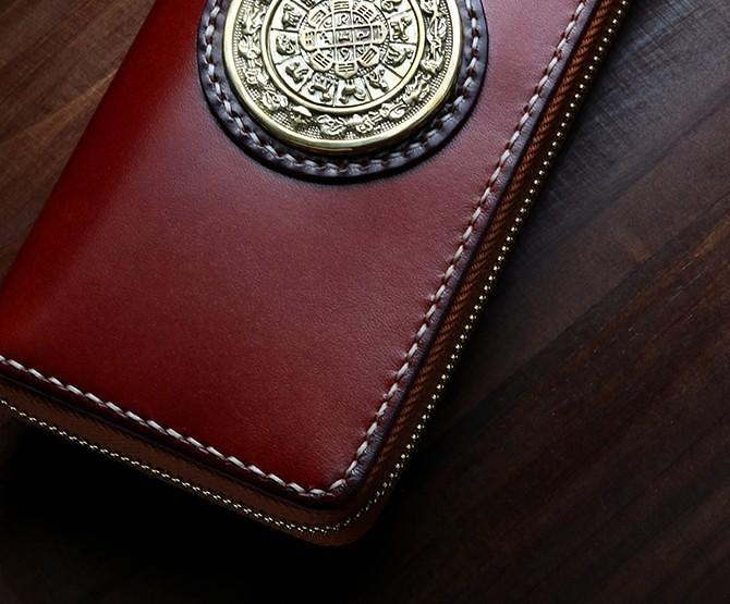 Handmade Leather Mens Chain Biker Wallet Cool Leather Wallet Long Phone Wallets for Men