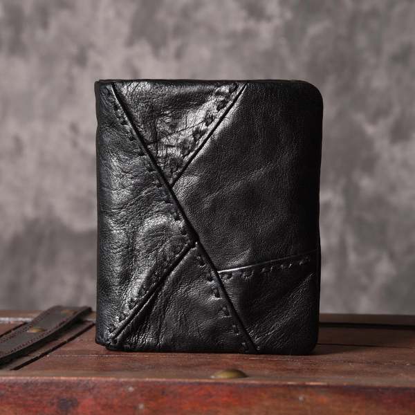 Handmade Mens Cool billfold Leather Wallet Men Small Slim Wallets Bifold for Men