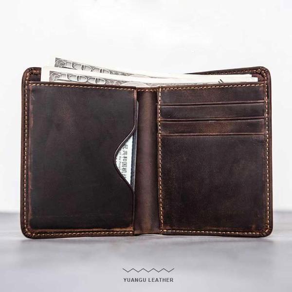 Cool Leather Men Slim Small Wallet Bifold Vintage Small Wallet for Men