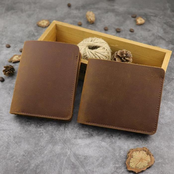 Cool Leather Mens Small Vertical Bifold Wallet billfold Wallet Horizontal Front Pocket Wallets for Men