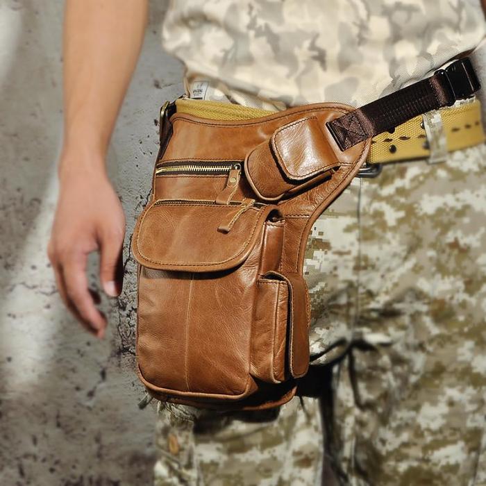 Leather Drop Leg Bag Belt Pouch Mens Waist Bag Shoulder Bag for Men
