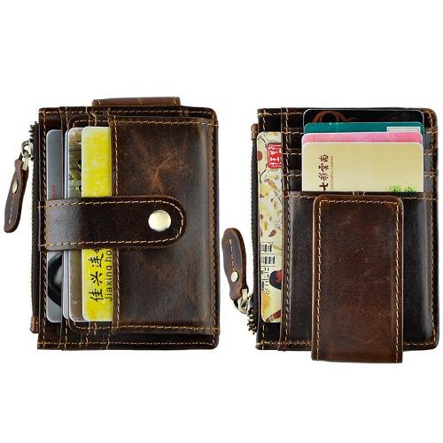Leather Mens Wallet Cool Slim Front Pocket Wallet Money Clip for Men
