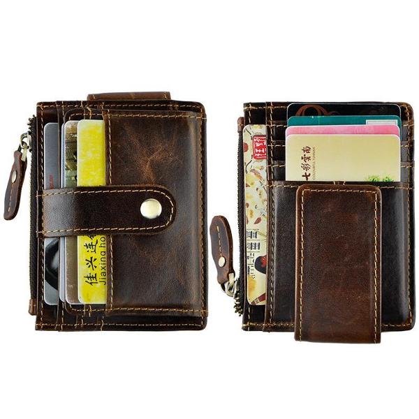 Leather Mens Wallet Cool Slim Front Pocket Wallet Money Clip for Men