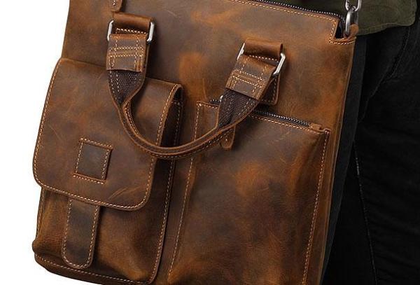 Cool Vintage Mens Leather Briefcase Business Briefcase Shoulder Bags For Men
