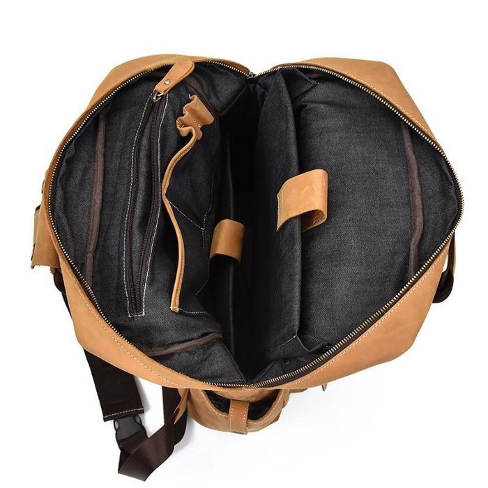 Cool Mens Leather Vintage Backpack Large Travel Backpack Hiking Backpack For Men